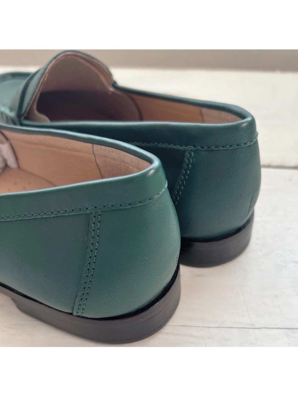 Ralph Lauren Wynnie Leather Women's Penny Loafer Shoe Sz 9 Season Green Holiday - Picture 5 of 15